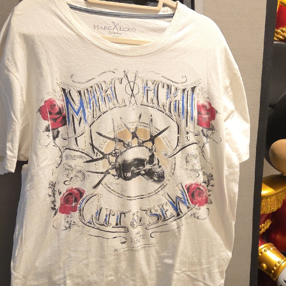 Marc Ecko White Short Sleeve Tee with Skull Graphic